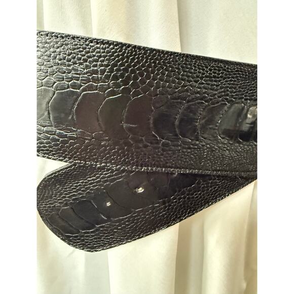 Genuine Ostrich Wide Leather Belt Womens Size Medium Dark‎ Brown - Picture 3 of 14